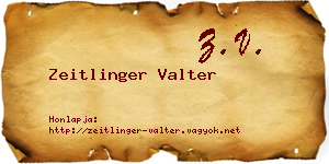 Zeitlinger Valter névjegykártya